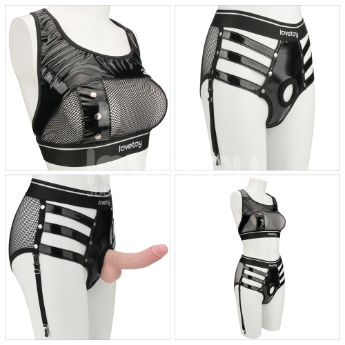 Lovetoy Rebellion Reign strap-on harness on a mannequin, among the best sex toys for couples preparing to reunite.