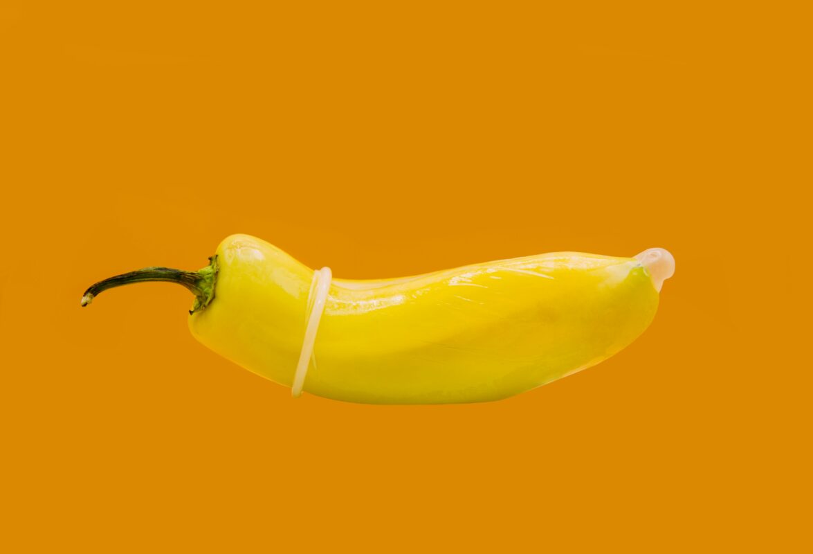 yellow capsicum wrapped in a condom