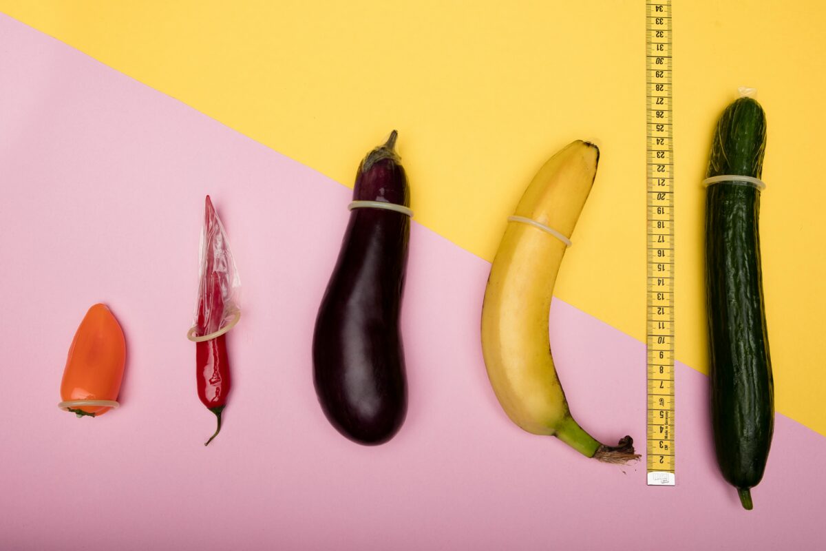 different lengths of phallic fruit anf vegetables