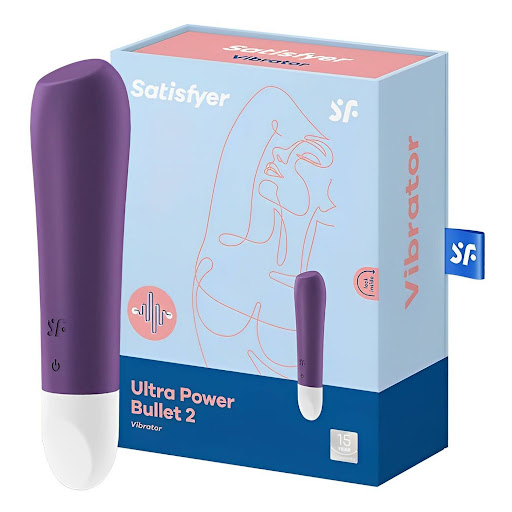 Teal bullet vibrator resting on a partner's palm, perfect for intimate shared moments in bed.