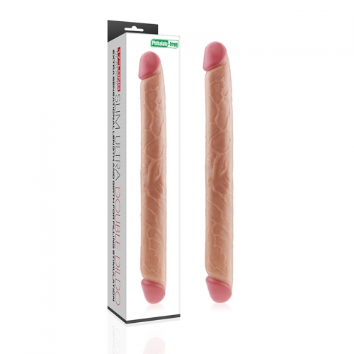 1 LOVETOY 17" KING SIZE REALISTIC SLIM ULTRA DOUBLE DILDO - Image 1