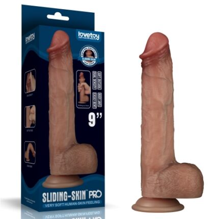LOVETOY 9" SLIDING SKIN PRO DUAL LAYER SILICONE DONG