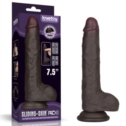 LOVETOY 7.5" SLIDING SKIN PRO II DUAL LAYER SILICONE BLK