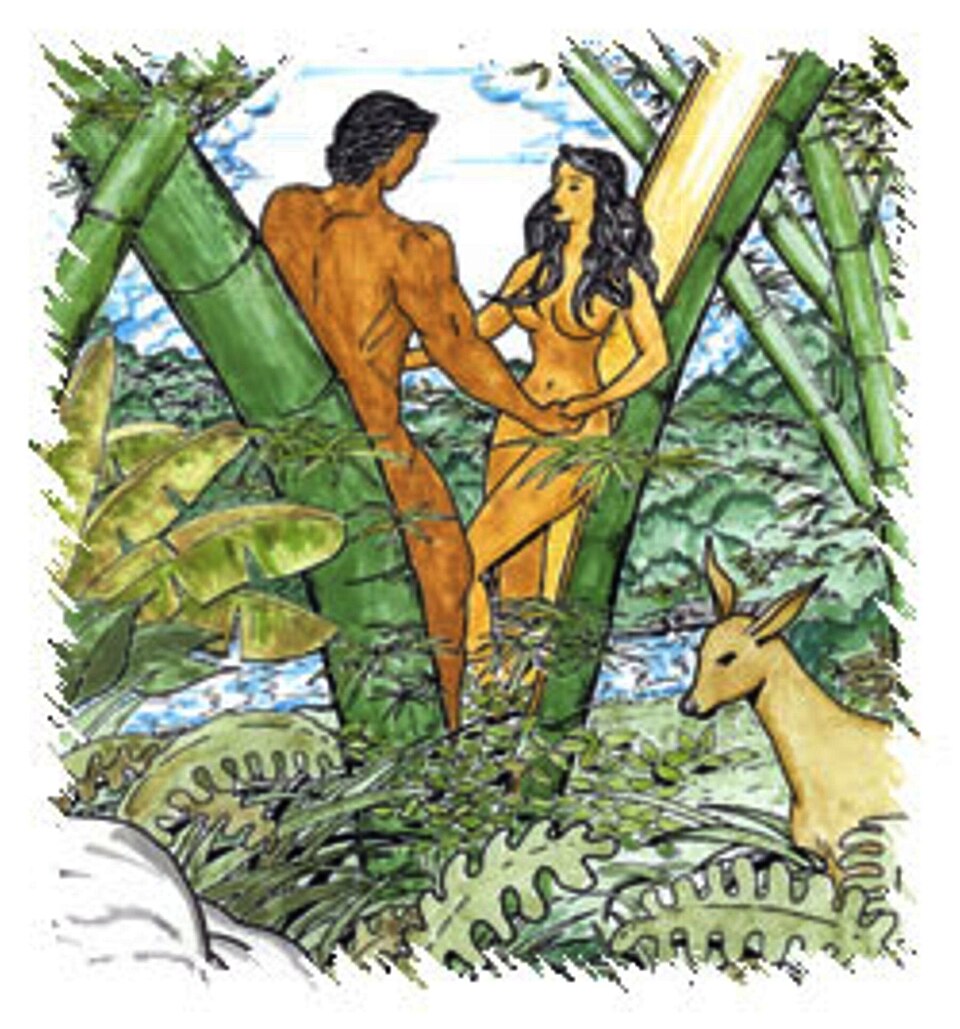 Illustration of Malakas and Maganda. The foundation of Filipino urban legends and cultural beliefs regarding the origins of men and women.