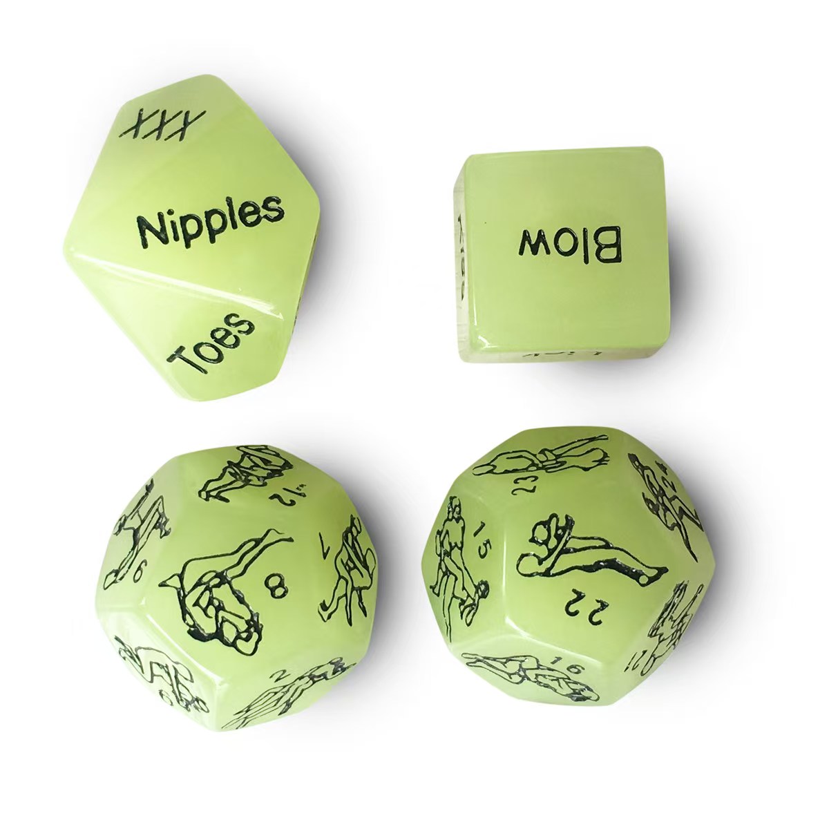 QUEENSTY 4PCS SET LUMINOUS GREEN DICE