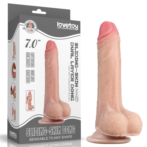 A 7-inch dual-layer realistic dildo next to its box, showcasing realistic kinds of sex toys available from stores in the Philippines.