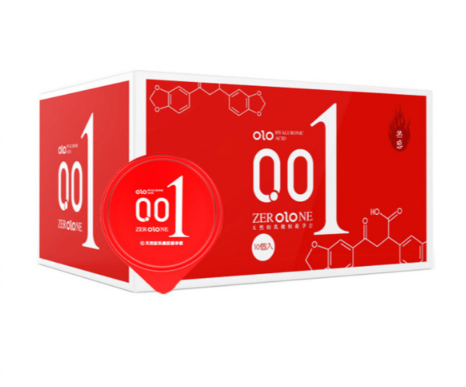 QUEENSTY 001 HYALURONIC ACID CONDOMS 10PCS RED