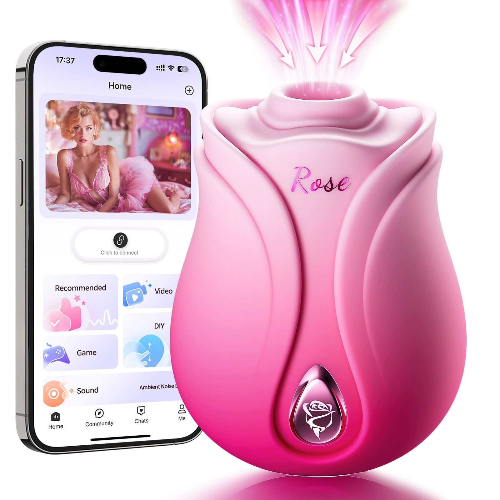 QUEENSTY CLITORAL PULSE SUCKING VIBRAOR PINK APP