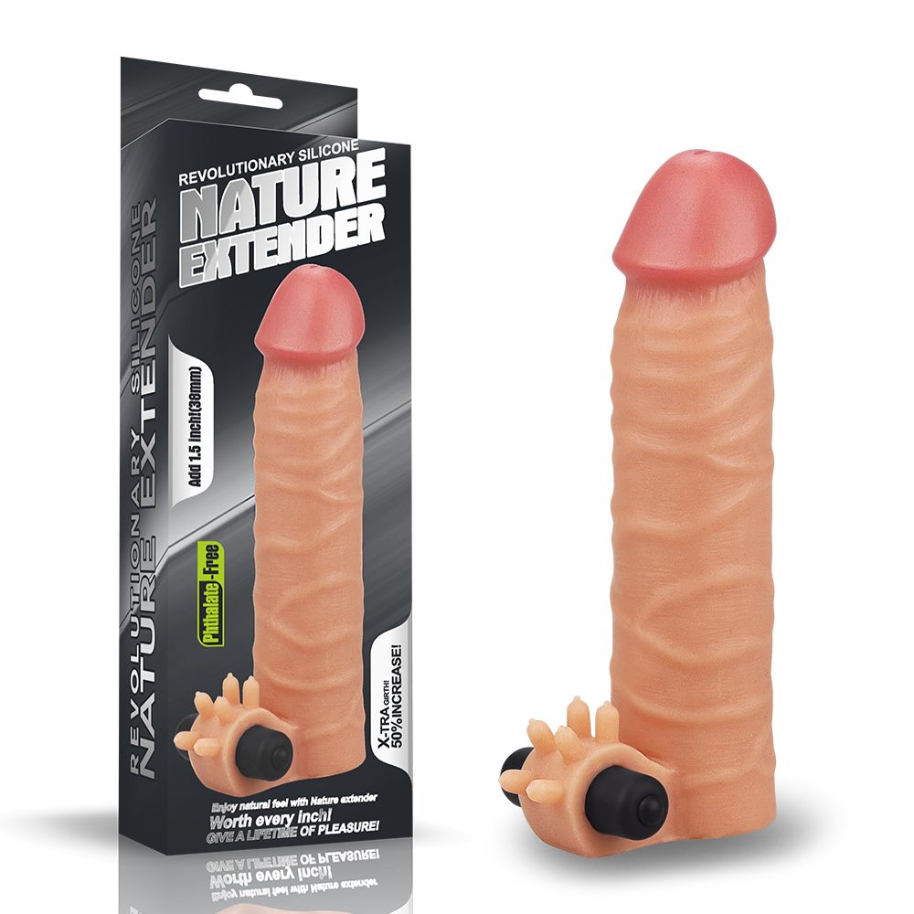 Lovetoy Nature Extender silicone sleeve adds 1.5 inches, a phthalate-free male enhancement accessory popular among couples in the Philippines.